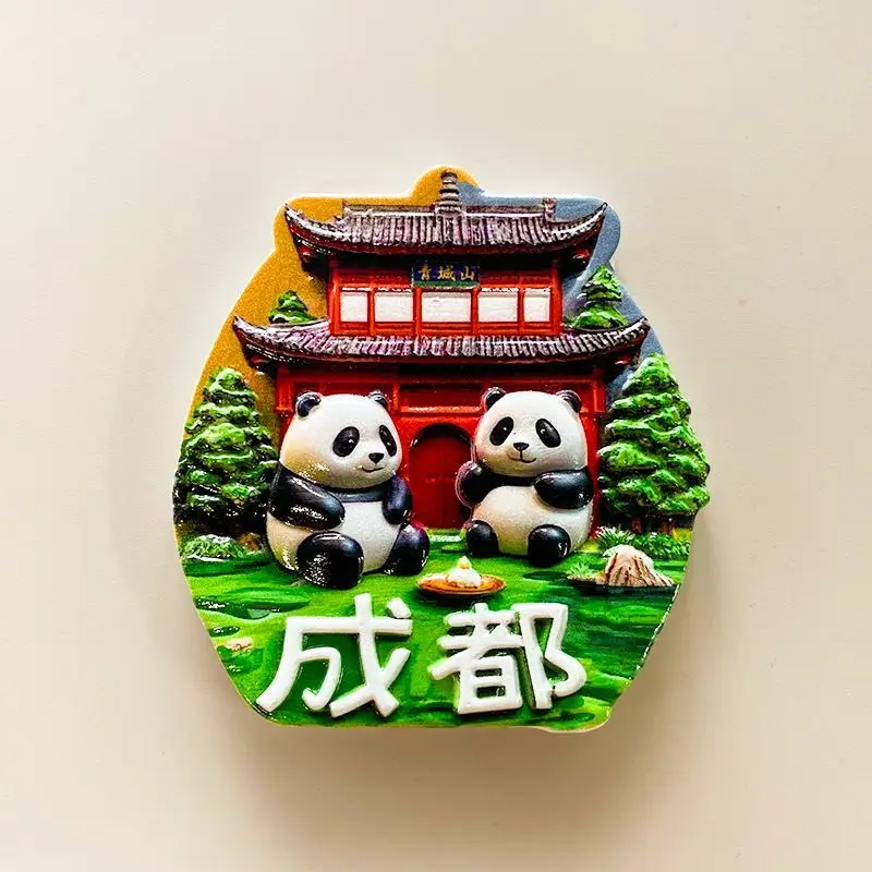 

Chengdu Qingcheng Mountain Cute Panda Refrigerator Magnet National Trend Cultural Creative Home Decoration Sichuan Travel Souven