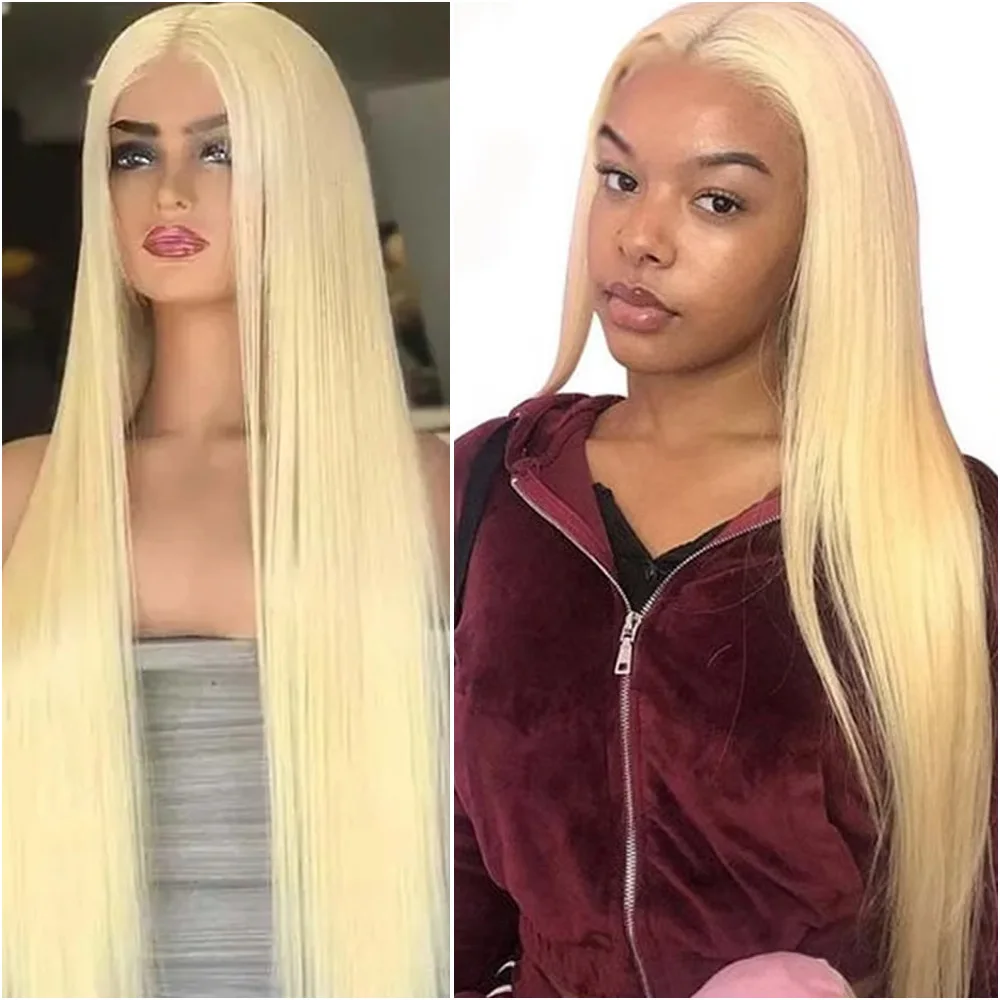 

40-дюймовый парик из натуральных волос 613 Honey Blonde, прямой, с кружевной передней частью, предварительно выщипанный, плотность 200%, 13x6 HD прозрачный кружевной фронтальный парик