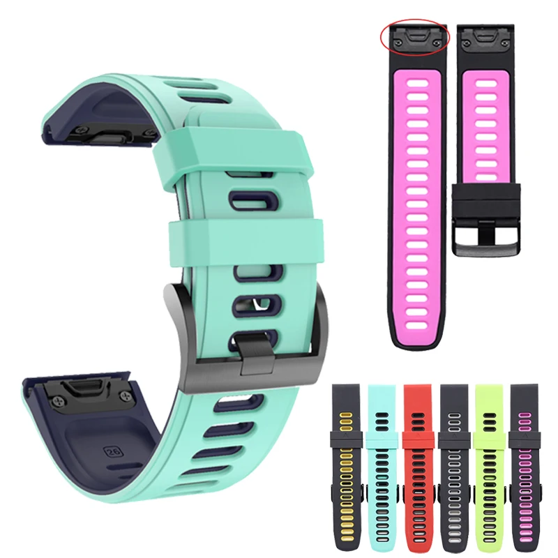 26 22mm Watchband for Garmin Fenix 6X 6 5X 5 Plus 3 3 HR Forerunner 935 Watch Quick Release Silicone Easy fit Wrist Band Strap