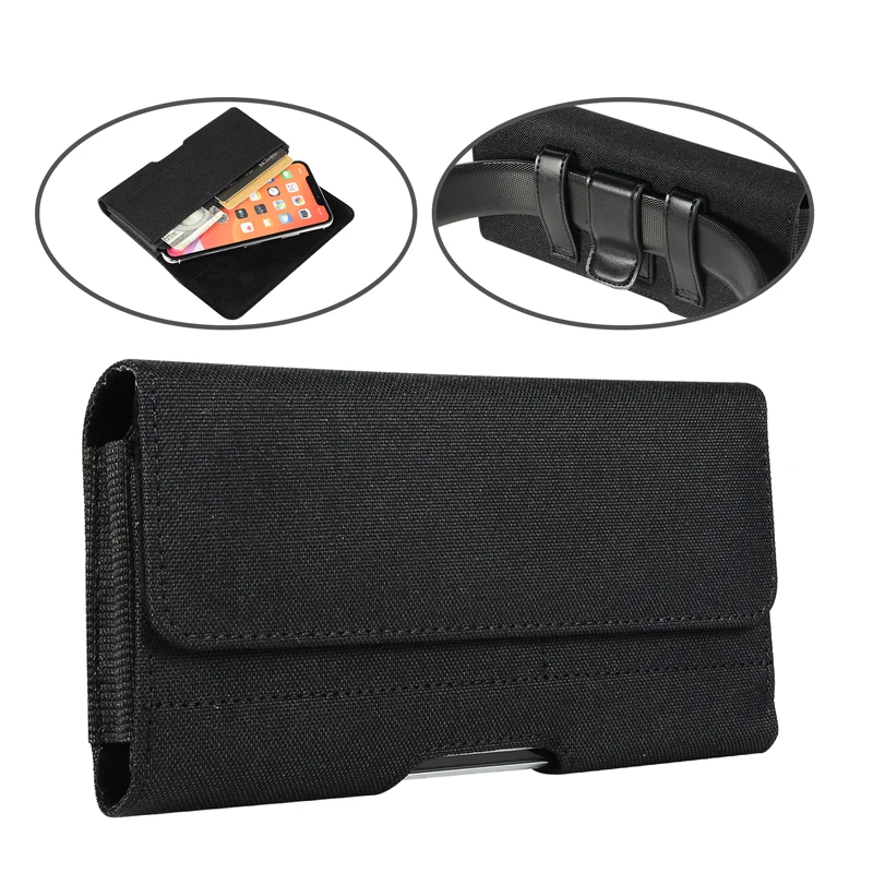 

niversal Casual Phone Pouch For iPhone 17Pro 17Air 17 16 15 14 13 12 Pro Max Case Belt Clip Holster Oxford Cloth Bag Flip Cover