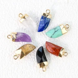 2pcs Stone Wolf Tooth Pendant Crystal Quartz Faceted Fang Charms Spacer Beads DIY Necklace Earrings Dangle Jewelry Accessory