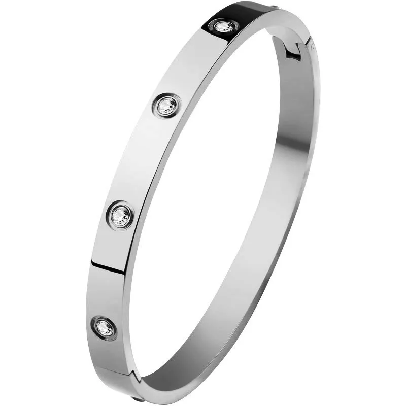 Stainless Steel Bangle for Woman Luxury Quality Jewelry Fashion Woman Crystal Bracelets Not Fade image 4