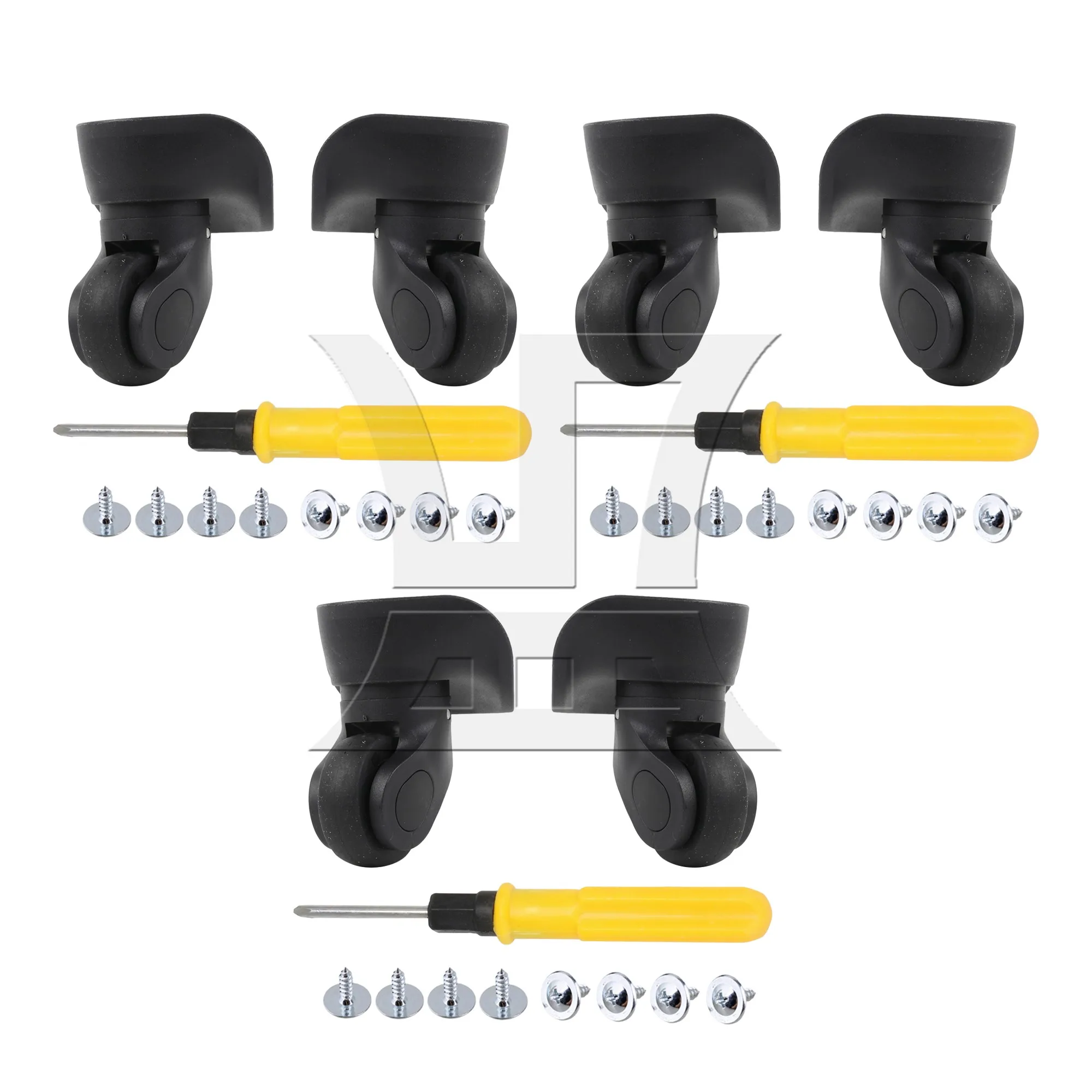 

6 Pcs Flexible Plastic Swivel Wheels for Luggage 3.62inch W041-2 Black