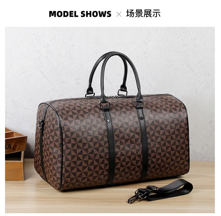 Große Herren-Tragetaschen, modische Handtaschen mit Karomuster und Henkeln, Herren-Umhängetaschen, wasserdichte Reisetaschen, Herren-Gepäcktaschen. – Detail 19