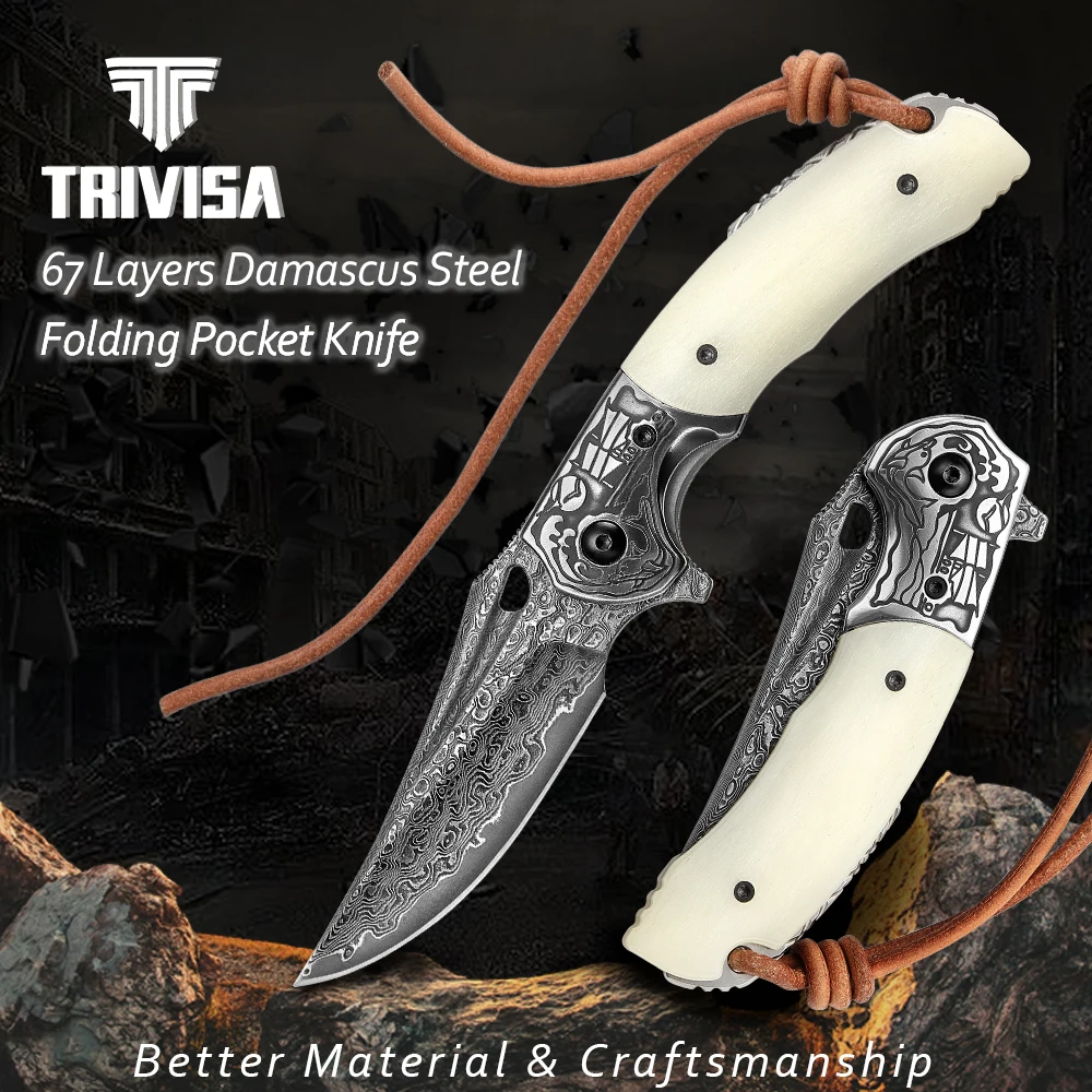 

TRIVISA EDC Pocket Folding Knife For man, Camping Hunting Outdoor High quality Wilderness Survival hand Tool
