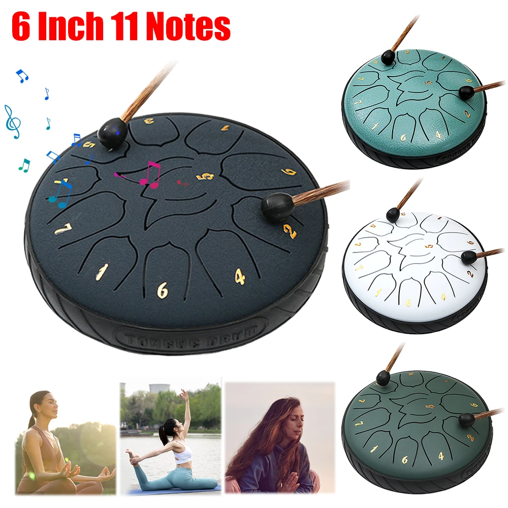 6 Inch 11 Notes Handpan Drum Percussion Instruments Sound Healing Instruments for Entertainment Meditation Yoga Zen Gifts