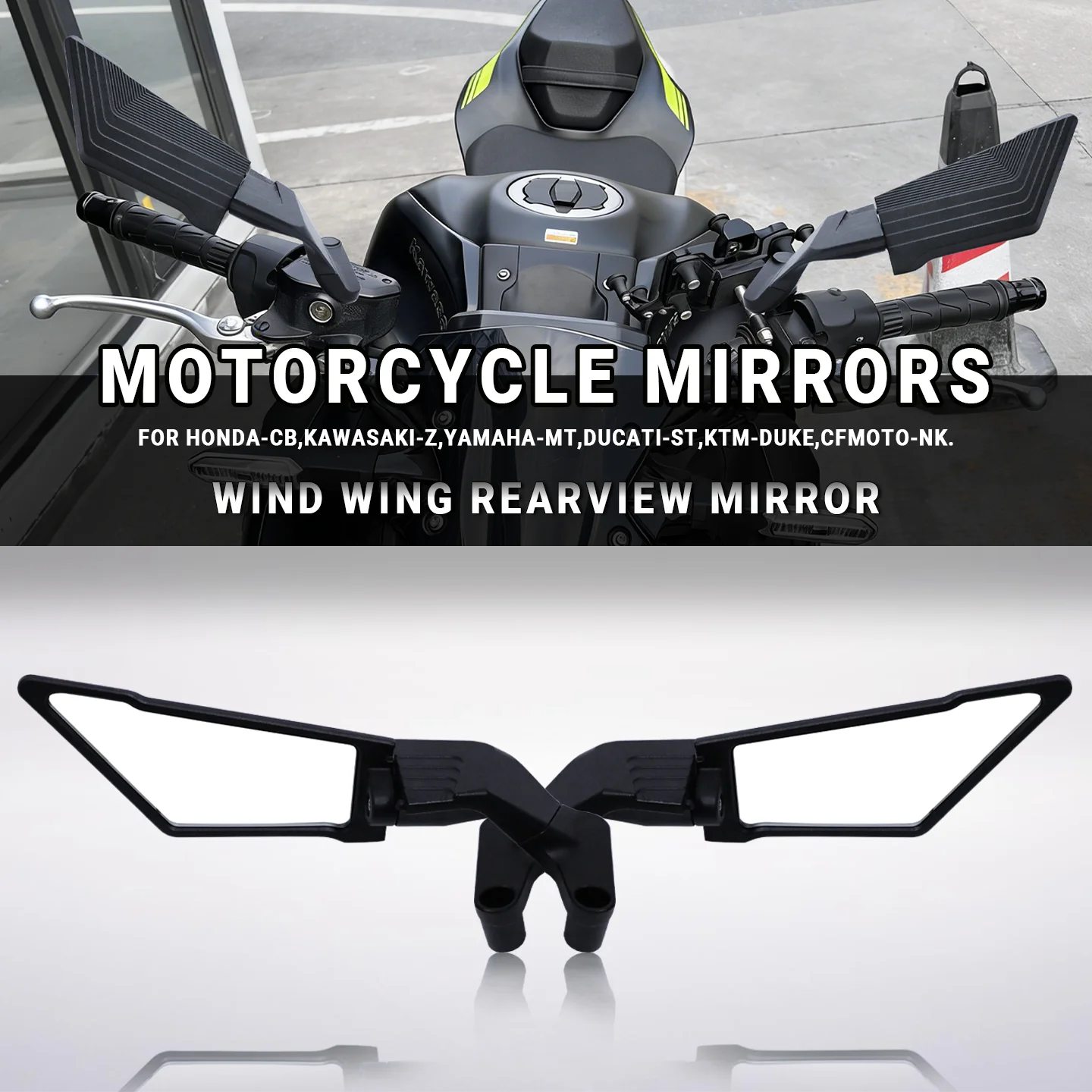 Universal Motorrad Rückspiegel Für Honda Kawasaki BMW Yamaha Motorrad Seite Flügel Spiegel Rotation Einstellbare Rückspiegel