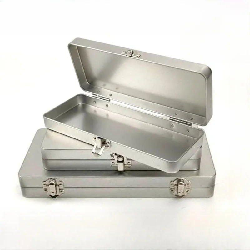 

4pcs Tinplate Storage Boxes with Lid Rectangular Empty Tin Box Container Pencil Watercolor Brush Holder Stationery Craft Storage
