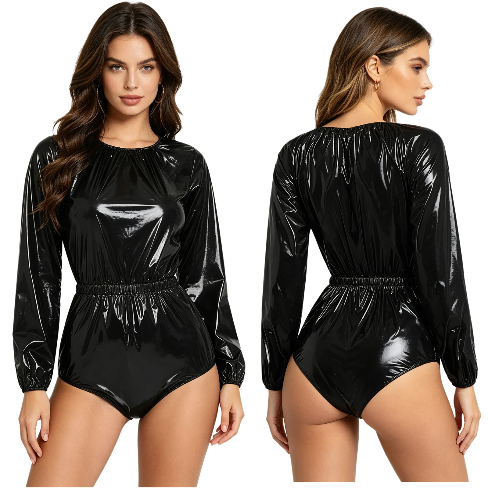 Women Waterproof Leakproof Diaper Over Bodysuit Long Sleeve Elastic Waist Button Crotch Leotard Adaptive Special Needs Clothing