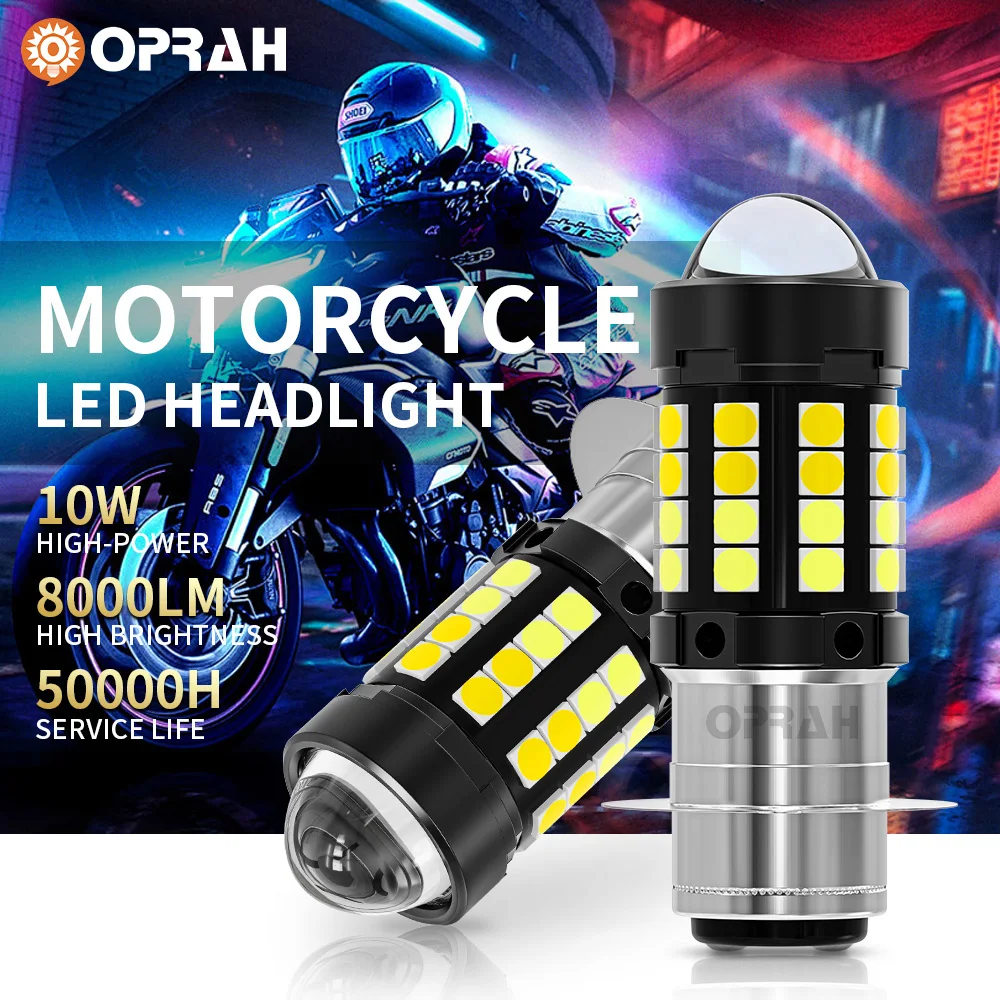 LED Motorcycle Headlight P15D Motorbike Lamp High Low Beam Dual Color White Amber Motobike Scooter Running Light Fog Lamp 12V