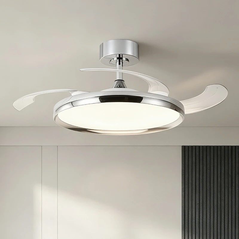 Italian Style Invisible Ceiling Fan Lights for Eye Protection Bedroom Dining Room Decorative Home Voice Enabled Ceiling Fan Lamp