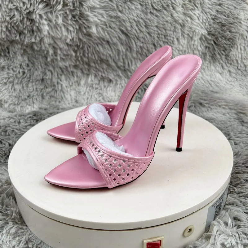 

Open Pointed Toe Women Slippers Hollow Out Female Pumps Summer Lady Shoes Slingback Fine Heel Sandals Zapatos Mujer