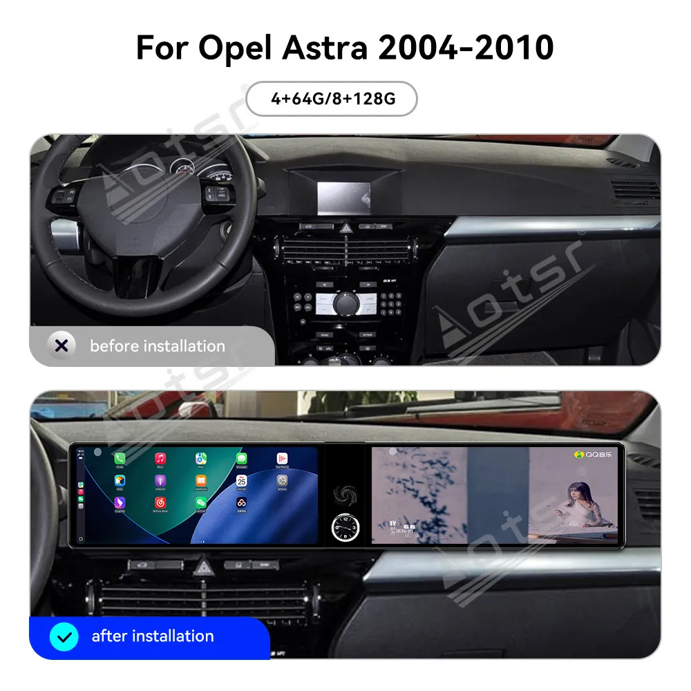 Dual 12.3 Inch Screen Android 13 For Opel Astra H 117 2004-2010 Car Radio GPS Navigation Multimedia System Stereo Head Unit
