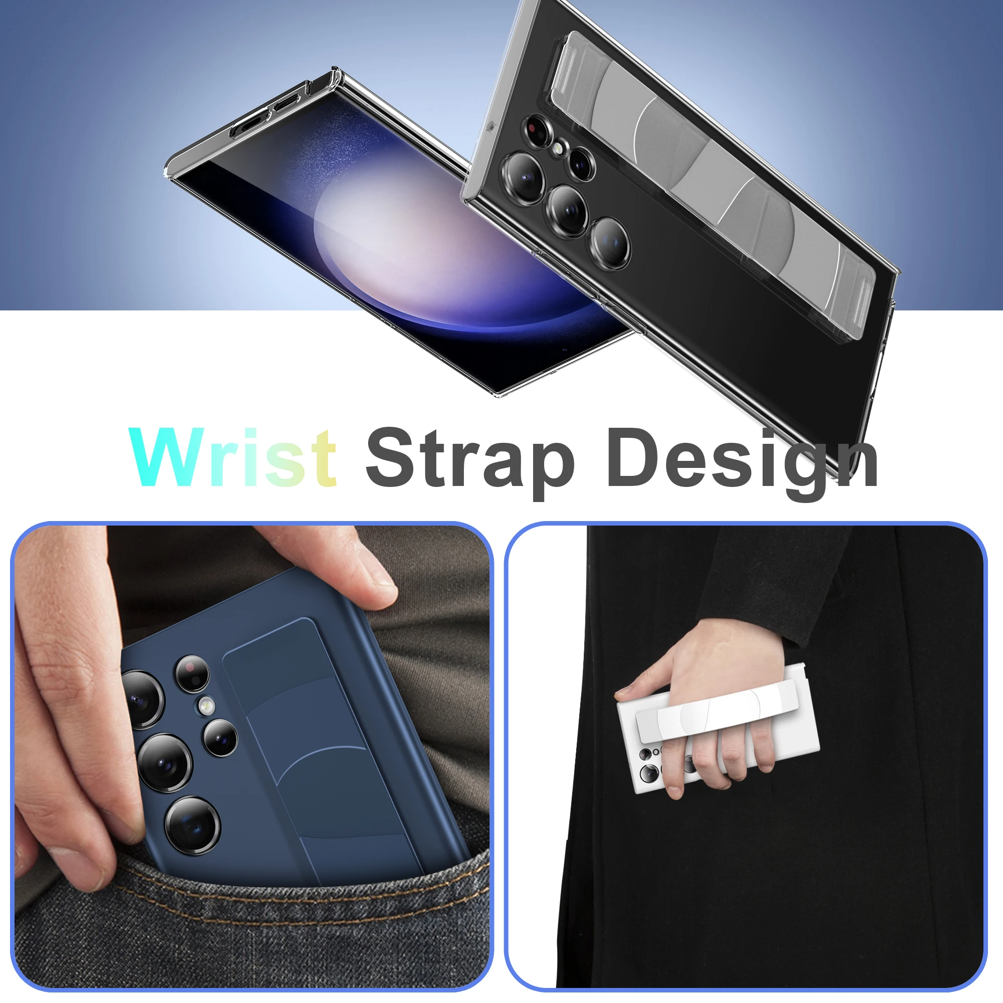 For Samsung Galaxy S23 S22 Ultra Plus S23Ultra Case Luxury Silicone Wristband Matte Shockproof Protection Plastics Hard Cover