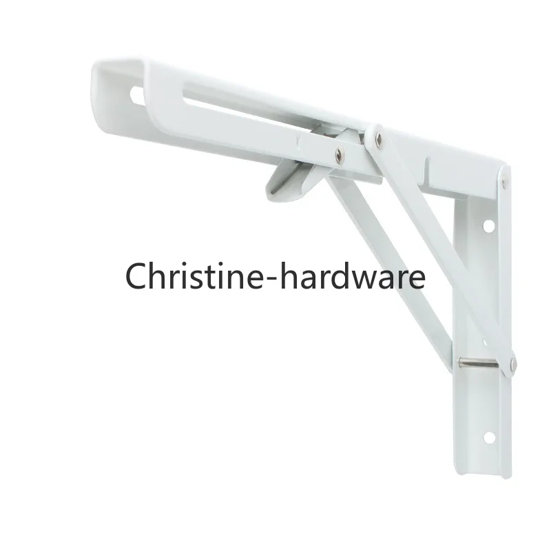 White 6 Inch Folding Shelf Brackets Metal Collapsible Wall-Mounted Brackets Space-Saving DIY Foldable Shelf for Table Work Bench