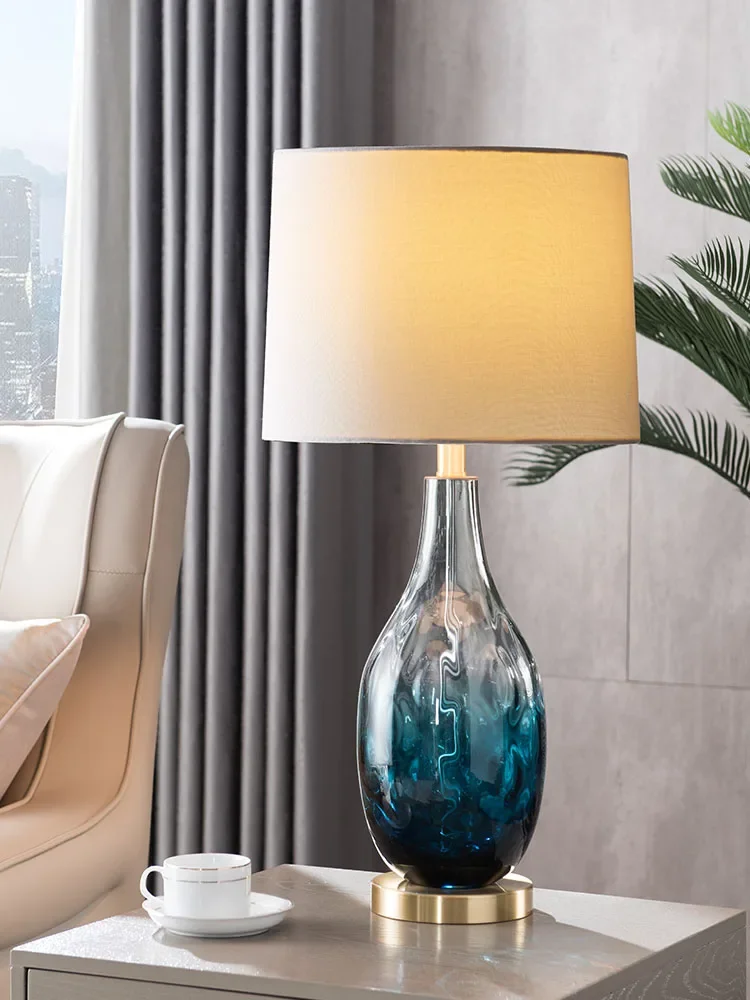 American style luxury glass table lamp bedroom bedside lamp northern Europe post modern gradually changing color table lamp