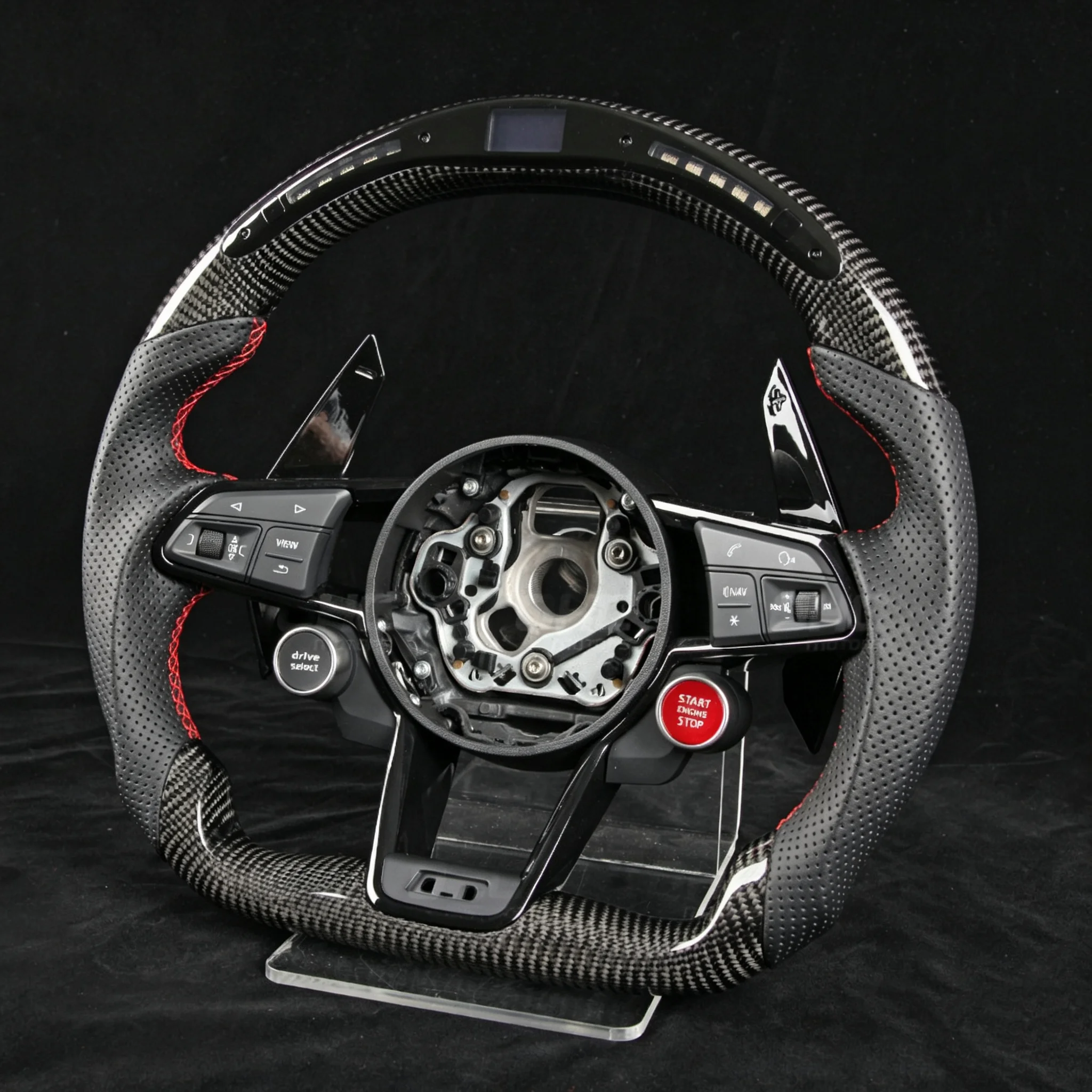 Carbon Steering Wheel For Audi A4 A5 A6 A7 A8/S3 S4 S5/RS3 RS4 RS5 RS6/R8 LED Customized Fiber Look Leather Car Steering Wheel