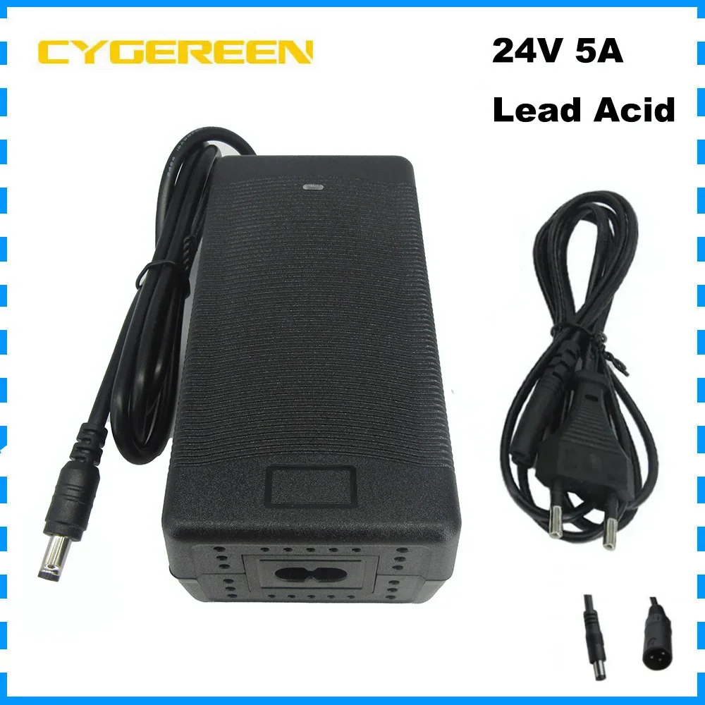 

24V 5A Ebike Lead Acid Battery Charger 28.8V 5A DC Connector For 24 Volt Bicycle Scooter Wheelchair Fast Charger