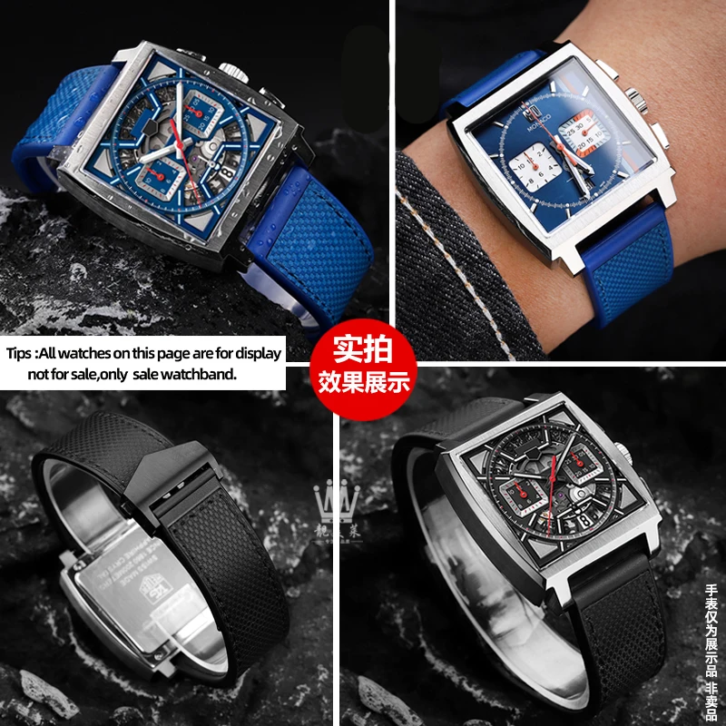 شريط ساعة نايلون بطبقة ثانية من البولي يورثان الحراري ، حزام ساعة لتاغ هوير ، موناكو AQUARACER ، CBL2184 ، مطاط ، 22