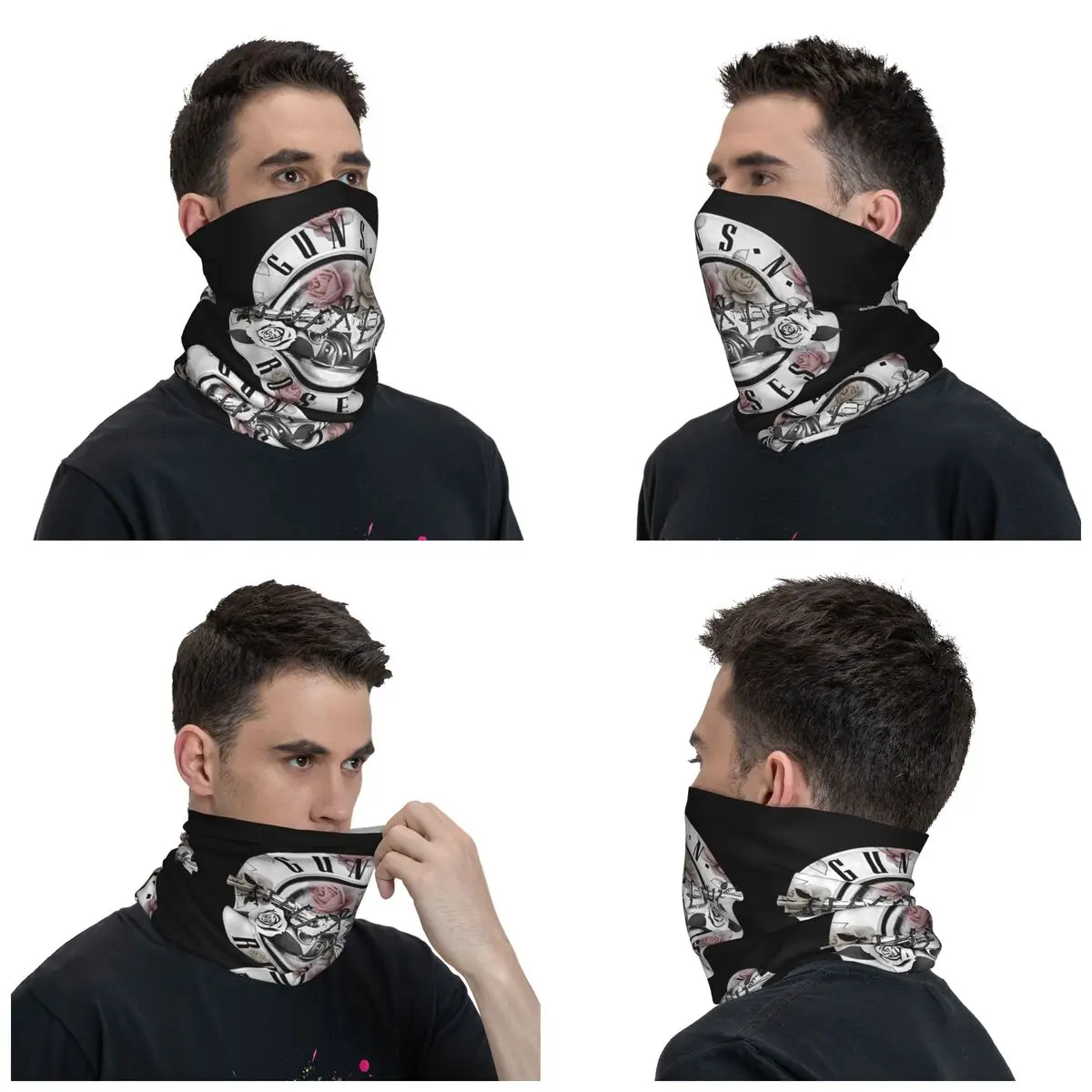 Guns N Roses Floral Bullet Bandana Neck Cover Printed Balaclavas Face Scarf Multi-use Headwear Fishing for Men Women Winter