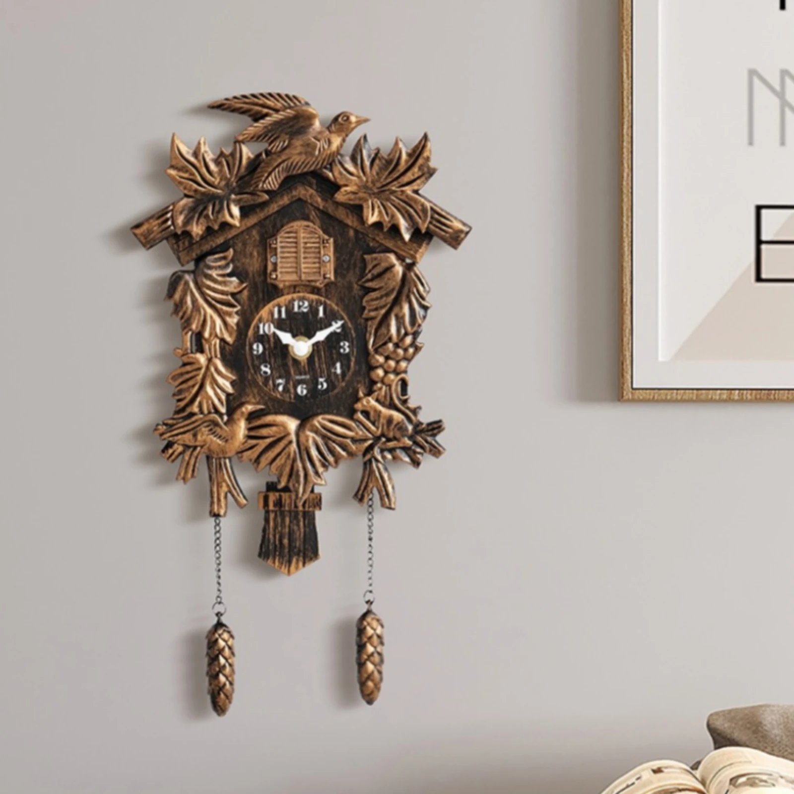 Retro Wall Cuckoo Cuckoo Timepiece Analog Face Decorative Cuckoo Cuckoo Timepiece House Decoration Woodland Design Home Decor
