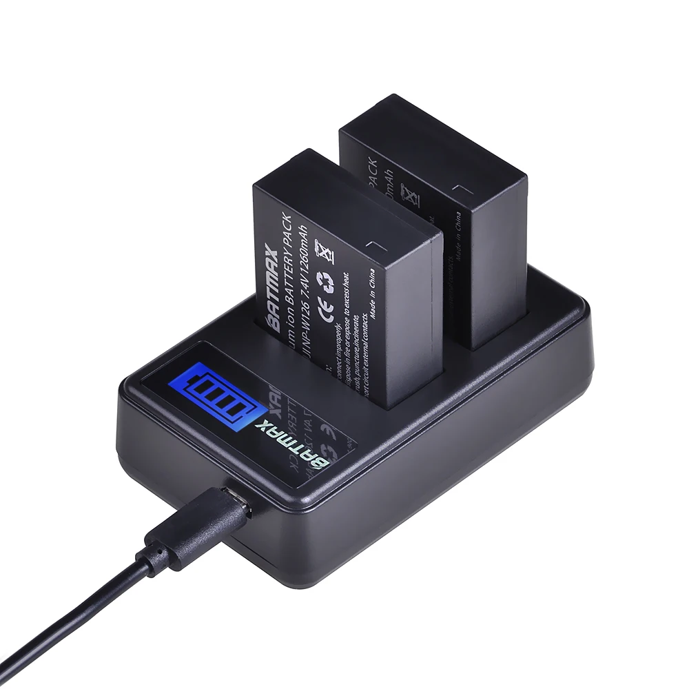 4Pcs 1260mAh NP-W126 NP W126 NPW126 Batteries + LCD Dual Charger for Fujifilm FinePix HS30EXR, HS33EXR, X-Pro1, X-E1, X-E2, X-M1