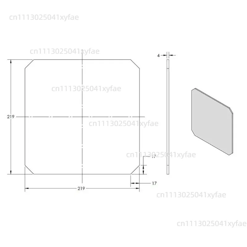 219x219x4mm Tempered Glass Printing Platform Plate with Polish Mat & Bulldog Clip