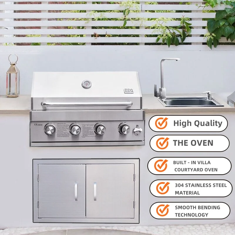 Outdoor Kitchen 304 Stainless Steel Built In Dual Fuel Barbecue Grill for BBQ and Cookware Use