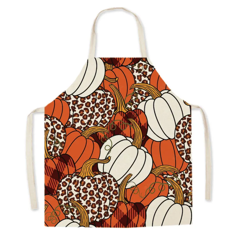 Halloween Jack-O-Lantern Apron Women\'s Men\'s Kids Bib Christmas Kitchen Cooking Tablecloth Chef Painting
