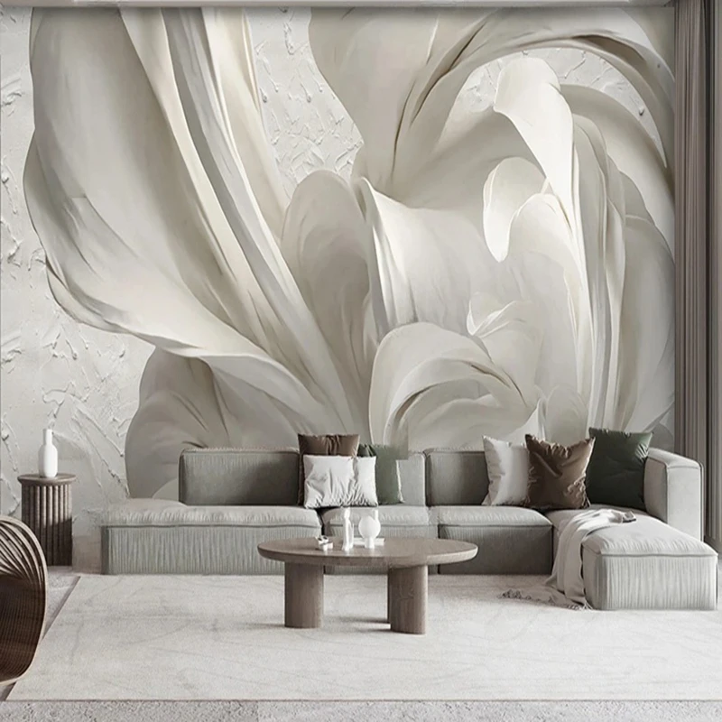 MU8641 Modern and simple Nordic style three-dimensional relief lily petal flower living room background wall