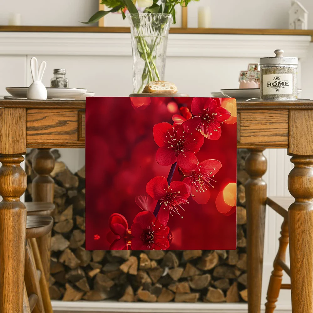 Plum Tree Red Table Runner Home Wedding Centerpieces Decoration Party Table Runners Dining Long Cloth