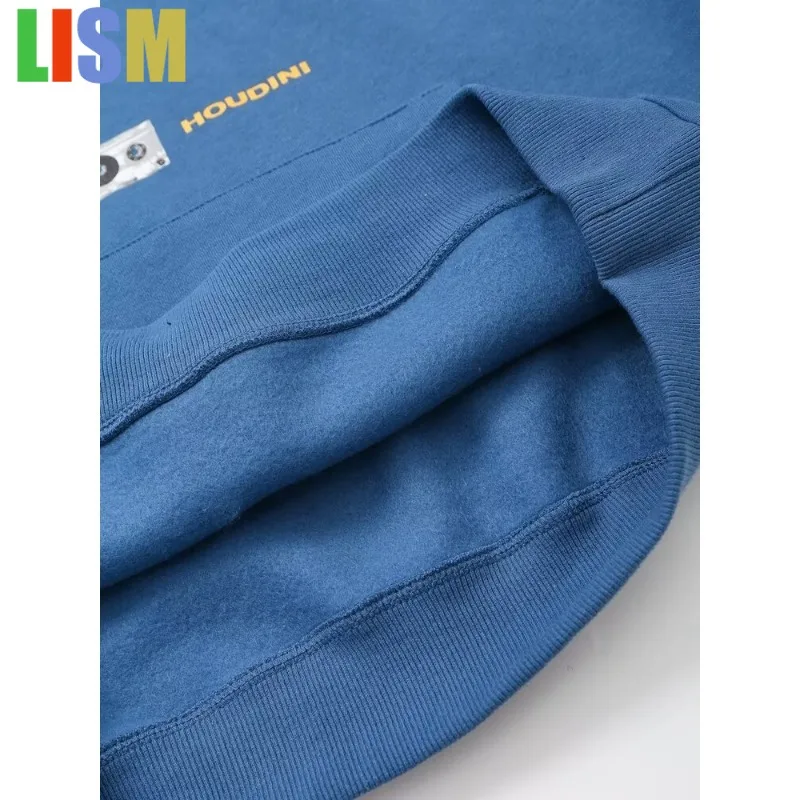 LISM Winter Ladies Hoodie Casual Loose Fit T-shirts Blue Letter Print Hoodies 2025 Y2k Sweat-shirt Long Sleeve Fall T-shirts