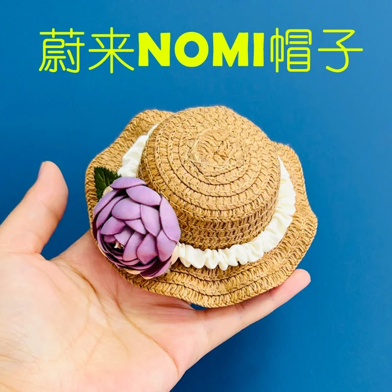 for NIO nomi hat head pink purple camellia flower straw hat cute fun ornament car decoration accessories handmade