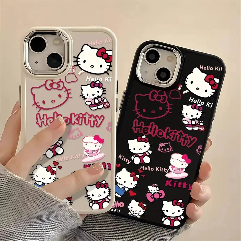 NOWE etui na telefon Sanrio Hello Kitty Kawaii do iPhone\'a 16 15 14 13 12 11 ProMax XR XS MAX 7 8 Plus Cute Cartoon Cover Y2K PINK Girl