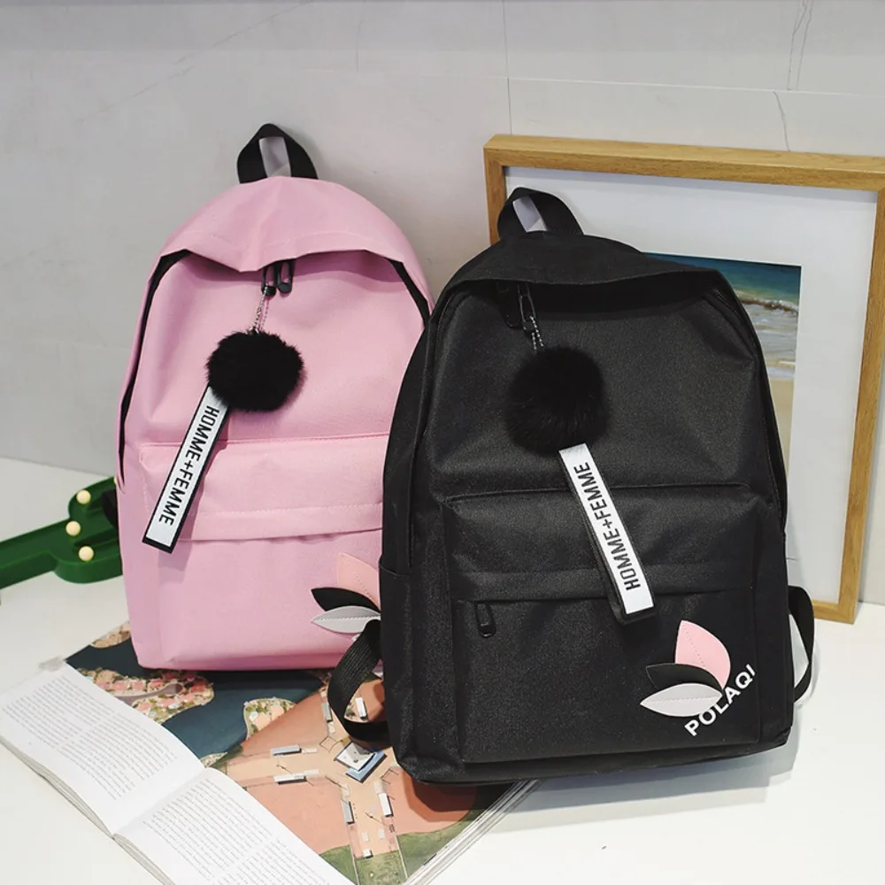 Multifunctionele waterdichte rugzak met ritssluiting Koreaanse stijl schooltas met grote capaciteit en pluche ballen Knapzak Kid Gift