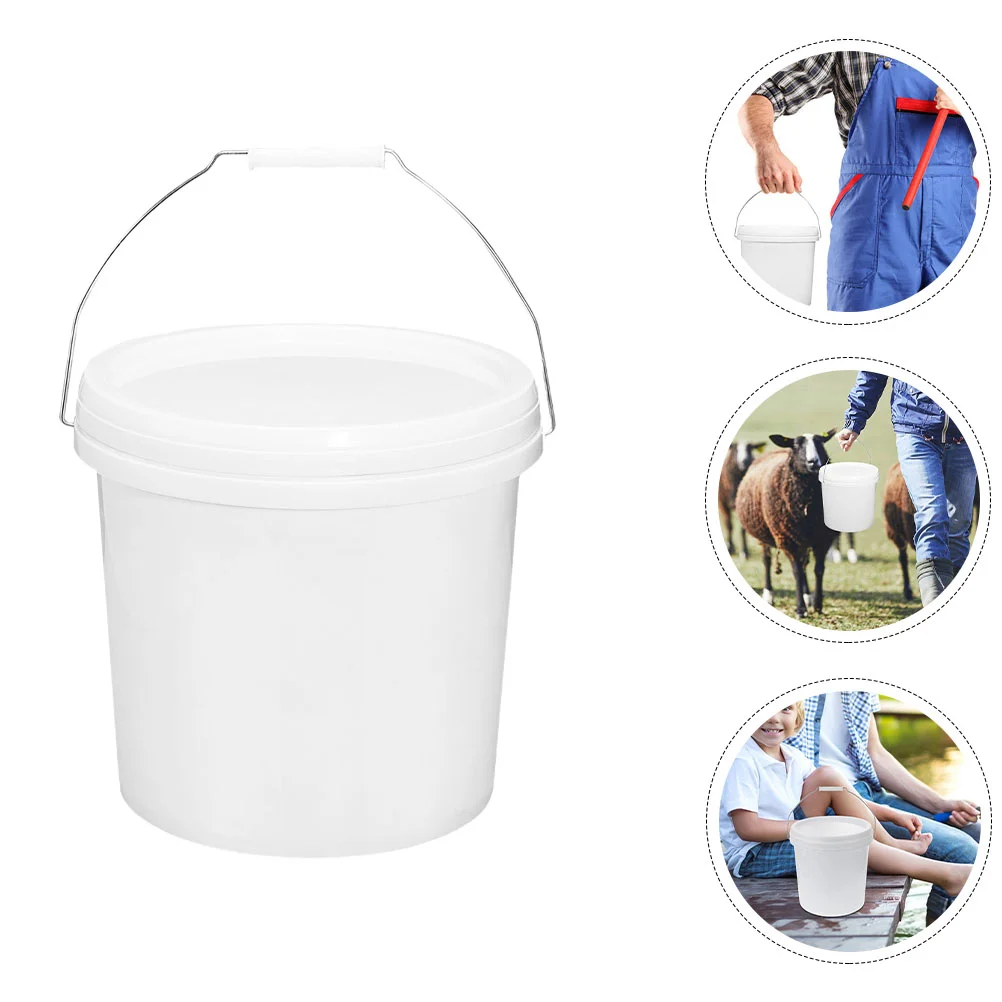 Plastic Barrel Small Bucket with Handle Water Thickened Cover Screw Cap for Dormitory Wash Beach Sand Cleaning Buckets Empty