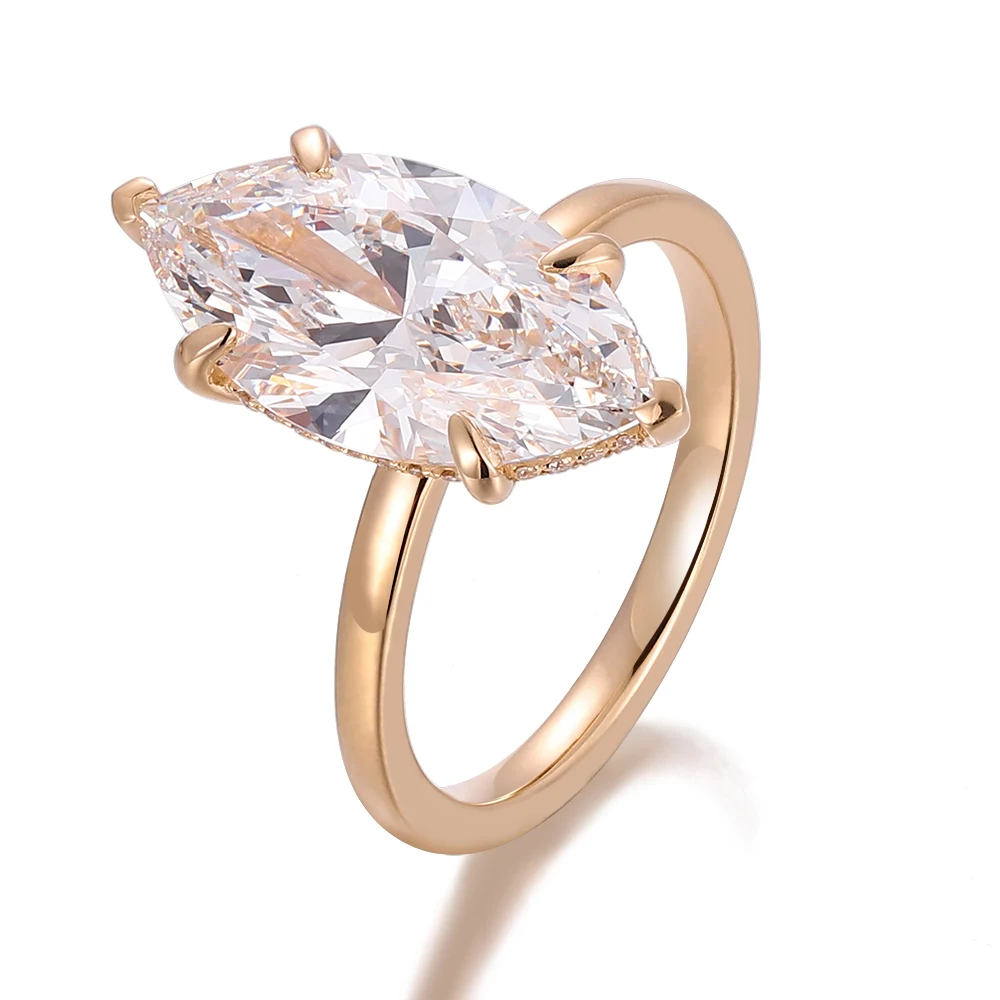 Provence Lab Grown Diamond Engagement Rings for Women Marquise Cut DEF/VS 11 CT Statement Rings for Girlfriend with IGI