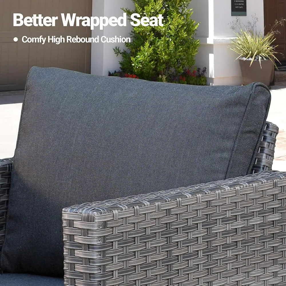 3 Pieces Patio Swivel Chairs With Side Table, Outdoor Wicker Rochairs Of 2 With Comfy Cushions, Rattan Glider Rocker Bistro Set