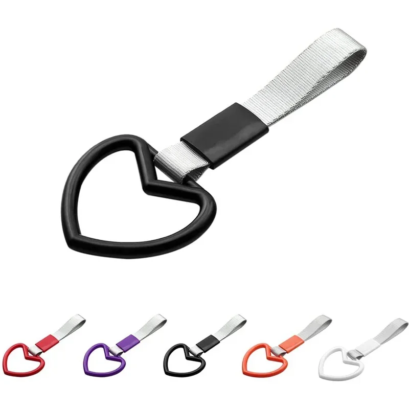 Cute Ring Heart Auto Bus Strap Plastic Charm Strap Car Tow Ring Heart Strap Subway Handle Strap Car Accessories Interior