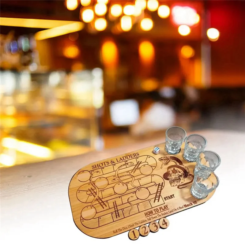 

A29Z-2PCS Игра «Пострелы и драбины» Питьевая игра, змеи и драбины Настольная игра Деревянные поилки и драбины для поддонов Игра для питья