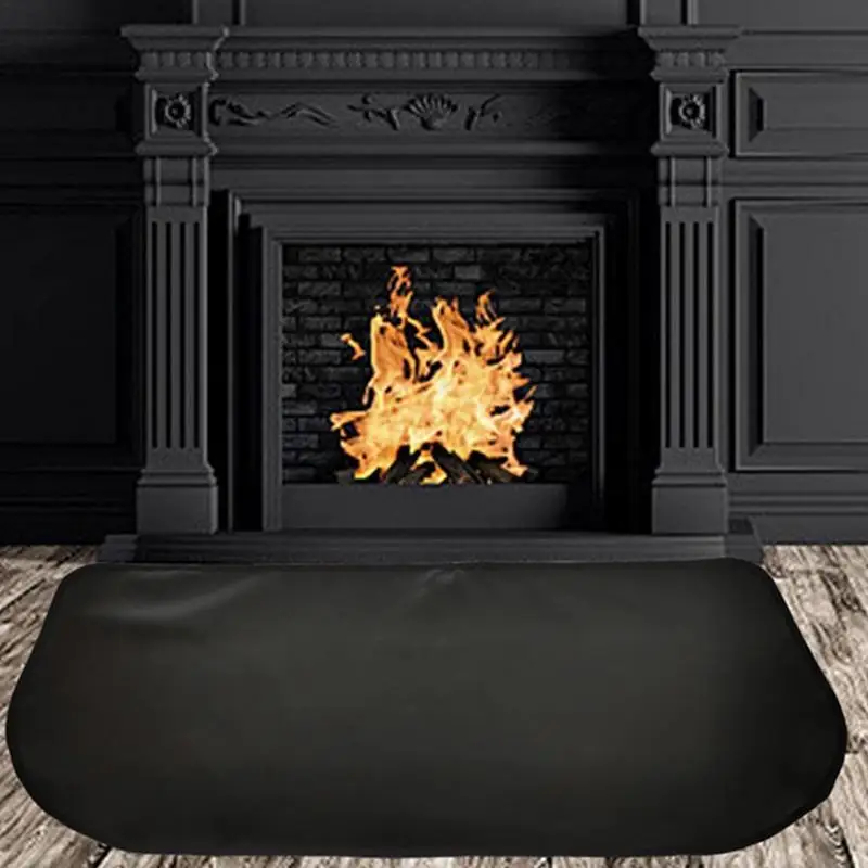 A-Level Double Sided Fireproof Hearth Pads Fireproof Hearth Rugs Fireplace Rug For Wood Stove Black Floor Protector Rug