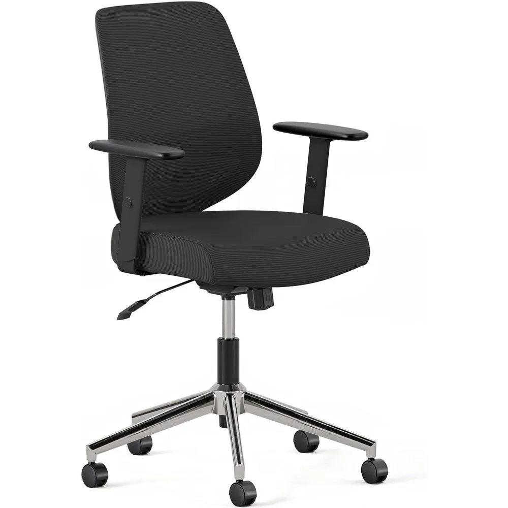 

ergonomic swivel office chair with lumbar support and adjustable armrests: sustainable, stylish mesh design