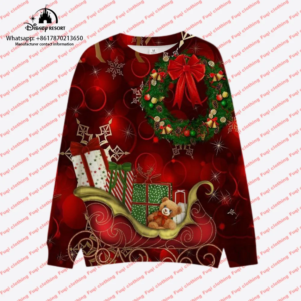 Mickey Minnie Autumn Harajuku Round Neck Casual Women's Long Sleeve Sweatshirt Women's Tops 2024 New Merry Christmas Series