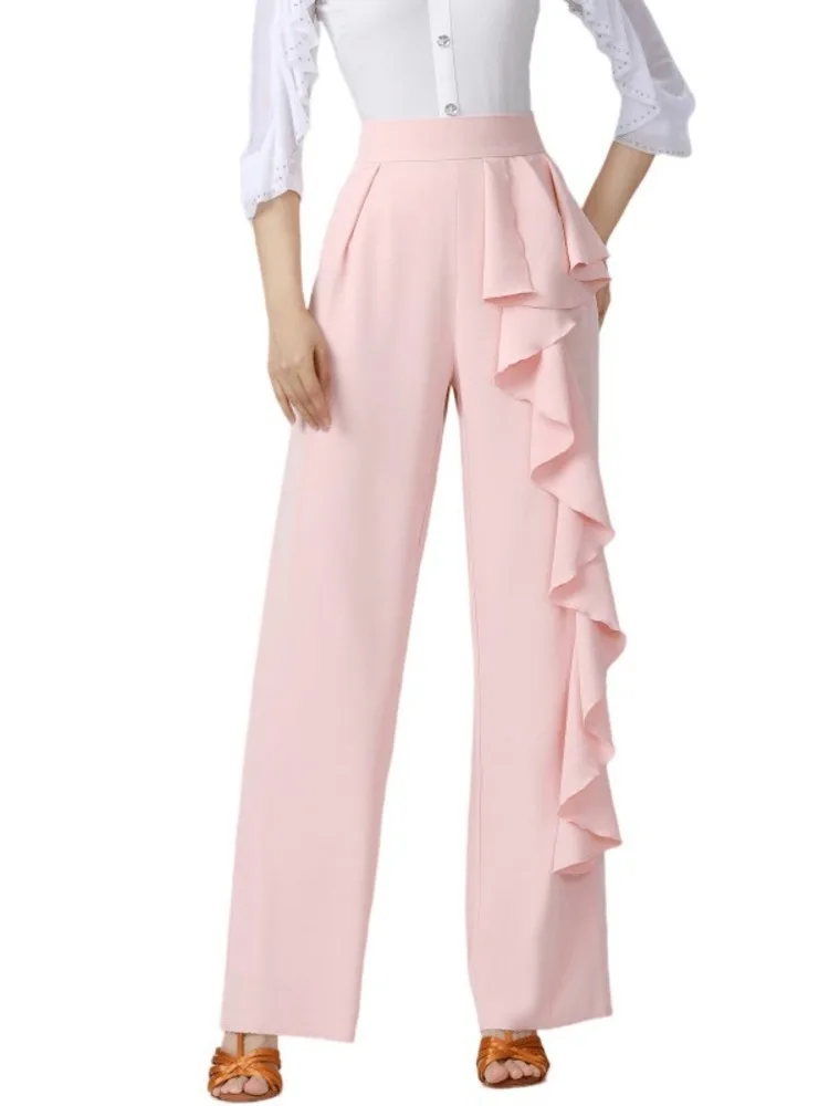 Irregular Ballroom Dance Competition Pants Waltz 2024 High Quality Dancewear Classical Ruffles Standard Luxury Latin Trousers