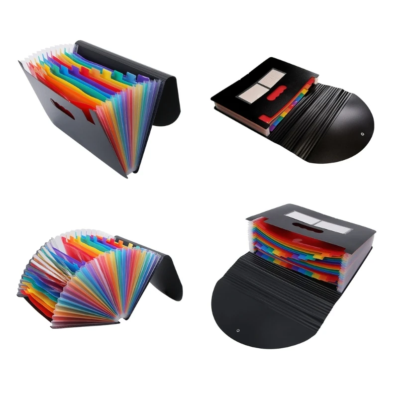 Expanding File Folder, Letter Paper Pockets Accordion Document Bag Top Quality