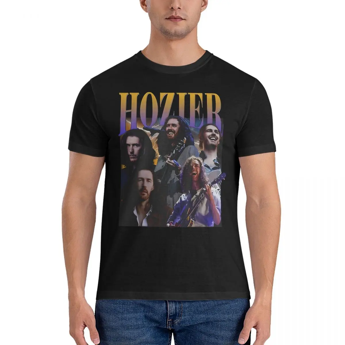 เสื้อยืดวินเทจสำหรับผู้ชายคอกลมผ้าฝ้ายเสื้อยืดแขนสั้น hozier เสื้อท่อนบนฤดูร้อน