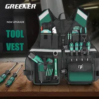 GREENER New Upgraded Tool Vest Breathable Adjustable with Drill Storage Tool Bag for Electrician Tools Organizer