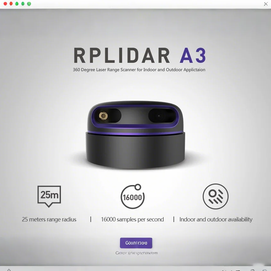 

RPLiDAR A3M1 360° ° Лазерный сканер LIDAR Kit SLAMTEC 2D, диапазон 25 м, бесщеточное сканирование 10–20 Гц, малошумящий, для SLAM Robot Mapp