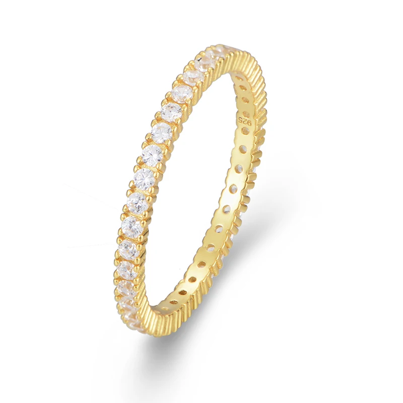 Fashionable Minimalist Micro-Set Zircon Full-Diamond Silver Ring Ins-Style Versatile Stackable Finger Ring Hand Jewelry