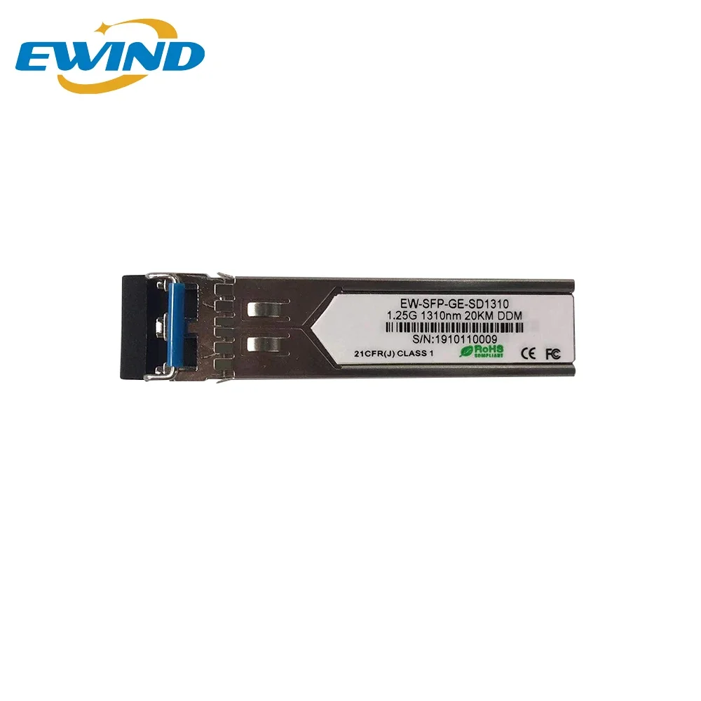 EWIND Gigabit SFP Module 1.25G Single-mode Dual Fiber Tranceiver 1310nm 20km LC DDM Support Hot Plug with Mikrotik Cisco Switch